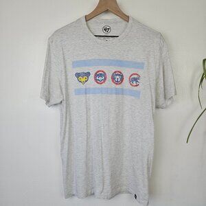 '47 Regional Franklin Chicago Cubs Graphic Tee Sz L Heather Grey‎ Cubbies